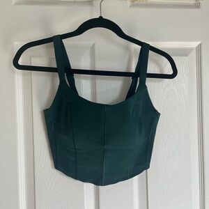 Aerie Green Sleeveless Crop Bustier Tank Top